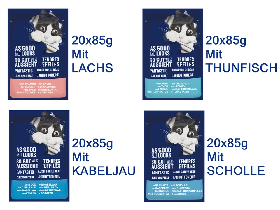 Purina FELIX Katzenfutter 4 Sorten Fisch Nassfutter für Katzen in Gelee 80x85g - Bild 2 von 4