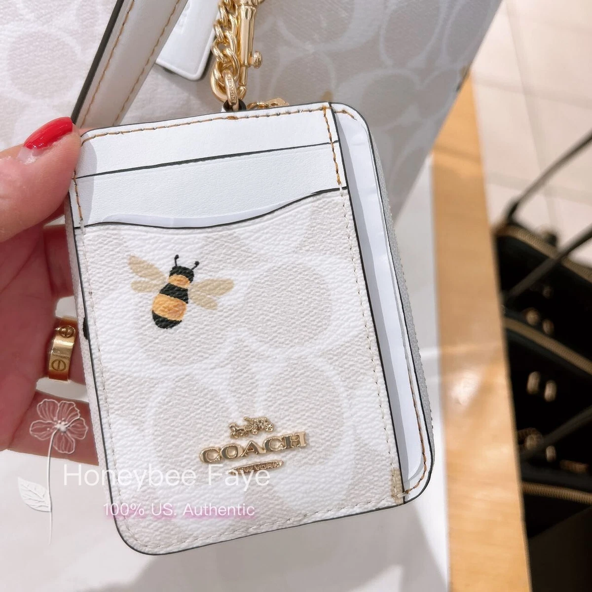 Coach Zipped Card Case Bee motif CH598