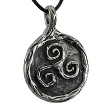 NEW Pewter Talisman of the Sacred Three 1.5" NEW Triskele Triple Spiral Amulet