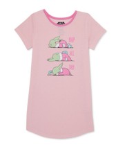 New Girls size 4-5 Baby Yoda Nightgown Nap All Day Pink Star Wars