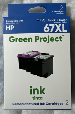 Green Project For HP 67XL Black & Tricolor Ink Set 3YP31BN 3YM57AN 3YM58AN
