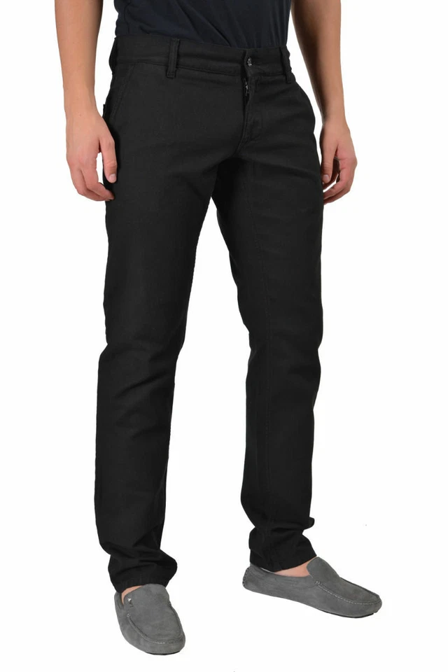 Pantalones informales Dolce & Gabbana "14" negros delanteros planos para hombre EE. UU. 28 30 32 34 36 38 Foto 2 de 4