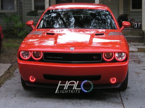 2008-2014 DODGE CHALLENGER RED PLASMA HALO HEADLIGHT RINGS KIT by ORACLE - Picture 7 of 7