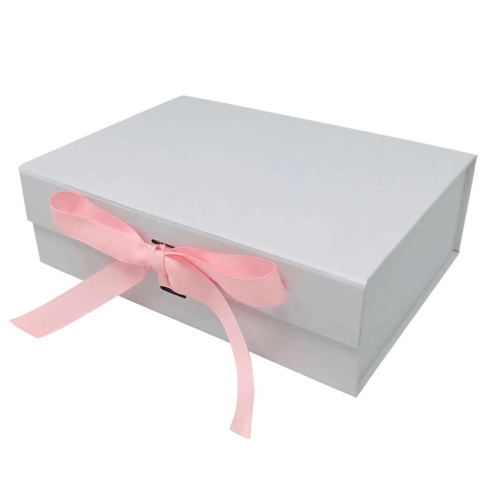 Wholesale A4 Size White Folding Magnetic Gift Box with Ribbon - Image 4 of 4
