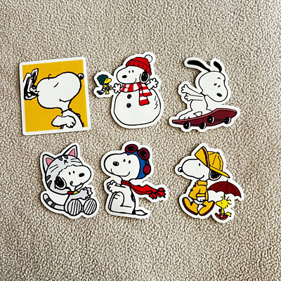 Peanuts Snoopy and Woodstock/ Sticker Flakes, Pack of 6 stickers ...