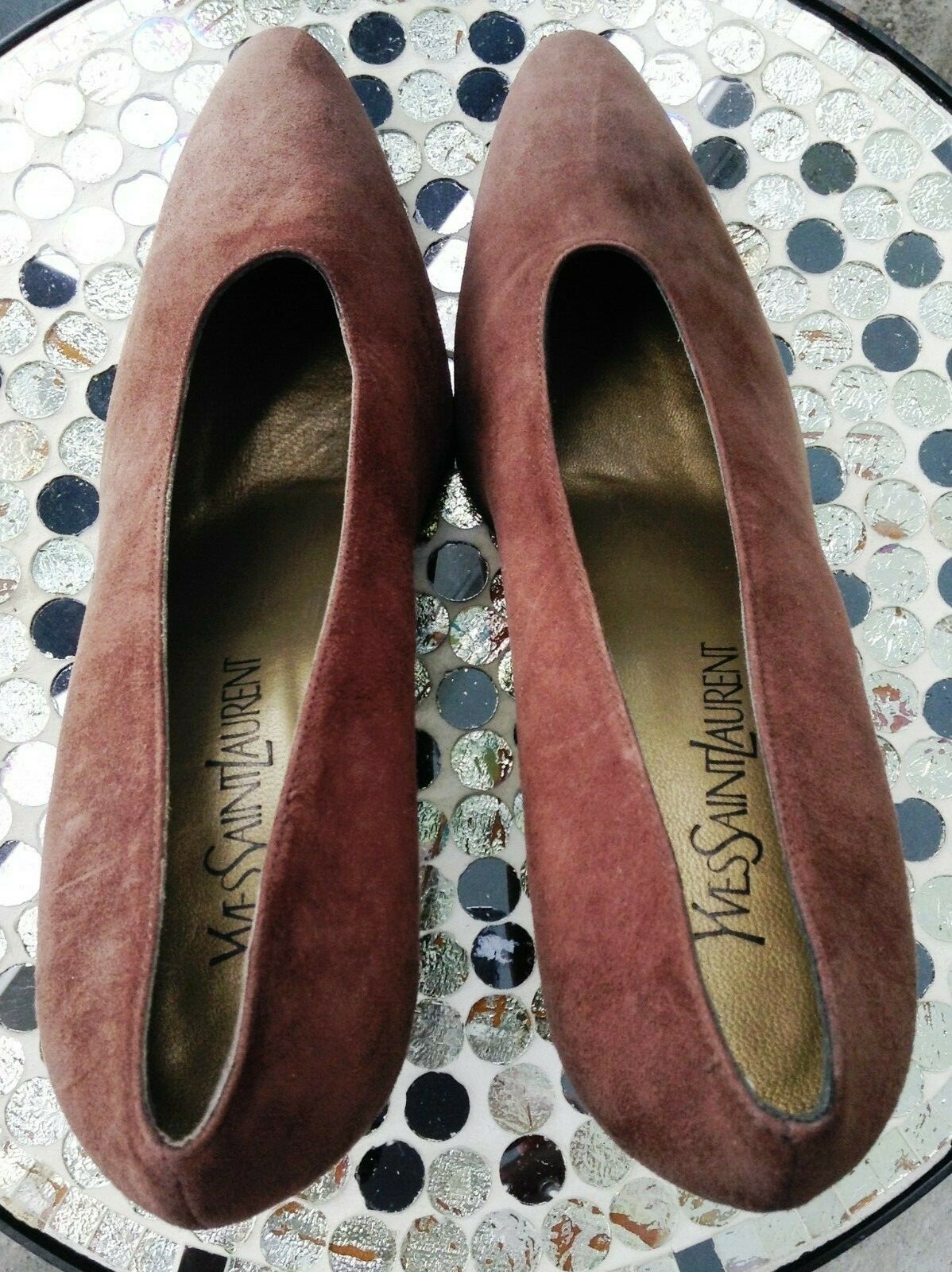 Yves Saint Laurent Classic Suede 3 Inch Heels in Brown Made in Italy