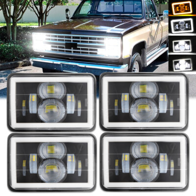 4PCS 4X6'' Hi/Lo Beam DRL LED Headlights Bulb Fit Chevy G10 G20 G30 C10 C20 C30