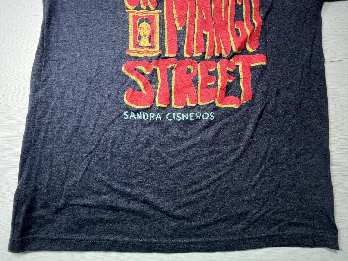 Women's T-Shirts [Out of Print] Sandra Cisneros / The House on Mango Street Womens Relaxed Fit Tee (Navy Blue) The House on Mango Street shirt Medium M UnisexGray Out Of