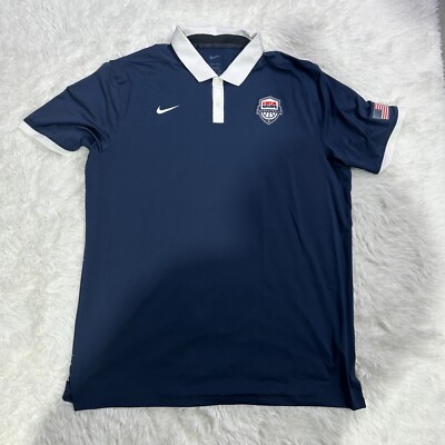Nike Dri-FIT Team USA Basketball Polo Shirt Blue CT1899-451 Men’s Size XL  Tall