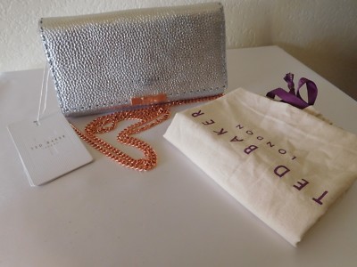 New Ted Baker Stab Stitch Matinee Silver On Rose Gold Chain