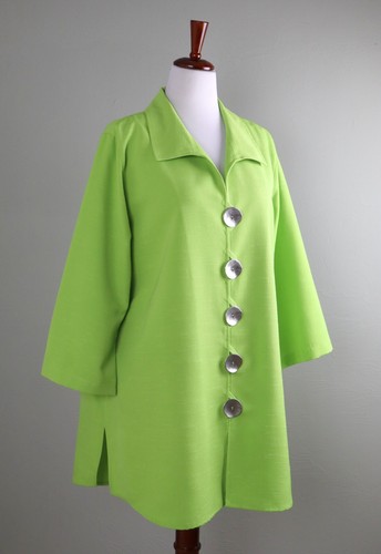CAROLINE ROSE $328 Green Textured Button Up Collared Jacket Top Size 1X - Picture 2 of 6