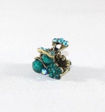 Brand New Super Adorable Green Cherry and Flower Blue Crystals Hair Clip Claw