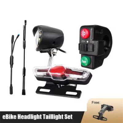 E-Bike Light Kits Headlight +Taillight +DK15 Switch +Bracket+ Waterproof  Wire UK