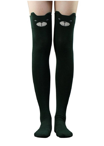 Mujeres Niñas Gato Oso Dibujos Animados Calcetines Largos Rodilla Medias Altas Negro Azul Gris - Imagen 4 de 7
