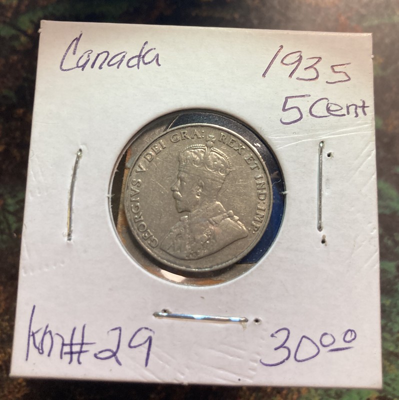 Beautiful 1935 Canada 5 Cents Nickel FX Condition KM# 29 Look & Bid Buy It Now!!