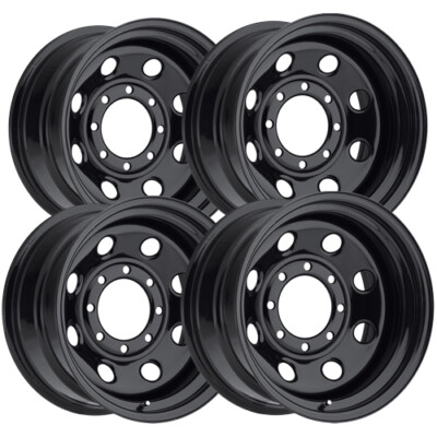(Set of 4) Vision 85 Soft 8 15x7 5x4.5'' -6mm Gloss Black Wheels Rims 15'' Inch