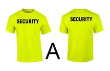 SECURITY Hi Vis Safety Green T Shirts Unisex US Flag Work Sports Short Sleeve
