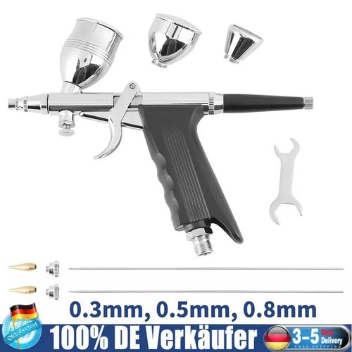Airbrushpistole Spritzpistole Druckluft Double Action mit Düsen 0.3/0.5/0.8MM DE - Bild 23 von 24