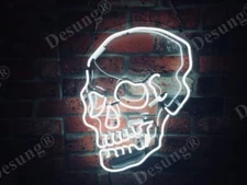 US STOCK 17"x14" Haunted Skull Skeleto Acrylic Neon Sign Bar Light Lamp Cave
