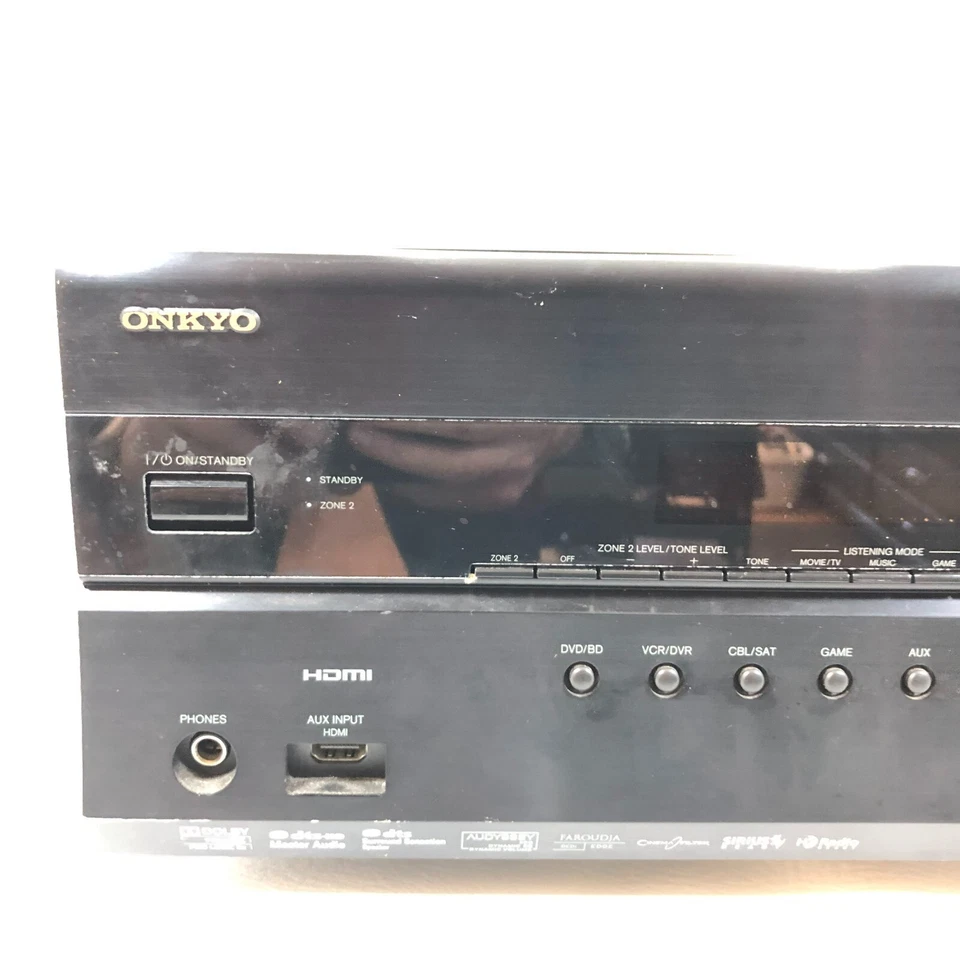 Onkyo TX SR607 7.2 Channel AV RECEIVER No Remote Turns On (Not Tested For Parts) - Image 3 of 4