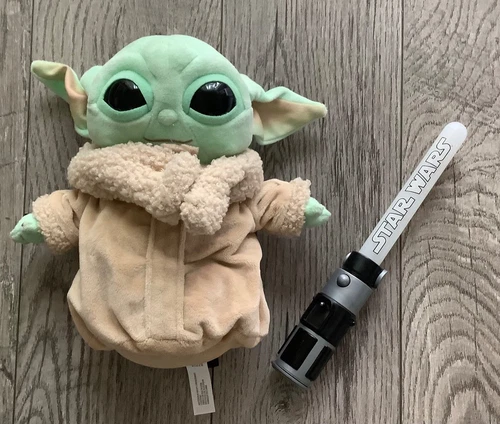 Star Wars Grogu Baby Yoda The Child 8” Plush +lightsaber  SALE !