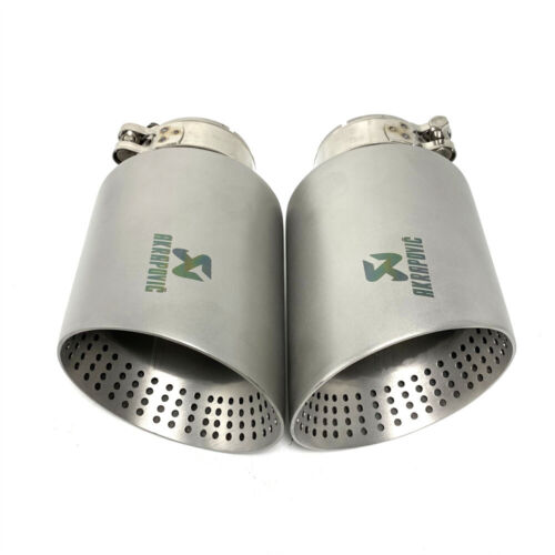 1Pair Akrapovic Matt Stainless Steel Universal Exhaust Pipe Exhaust Tip TailPipe - Bild 5 von 11