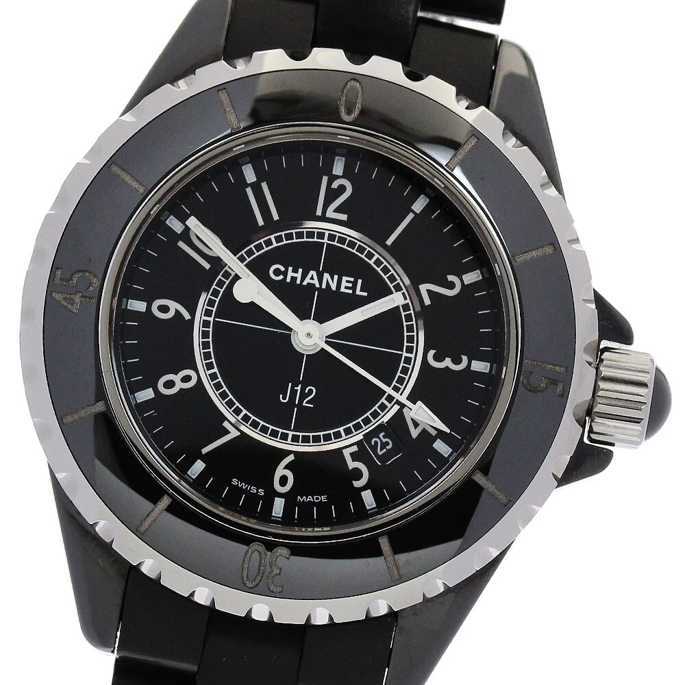 Orologio da donna CHANEL J12 H0681 ceramica nera data quadrante nero quarzo_892541