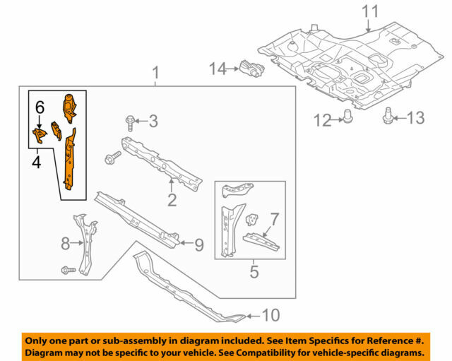 Panel de soporte del radiador lado pasajero para Subaru Legacy, Outback 2015-2019 (N/P 53029AL01B9P)