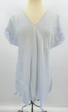 Vintage Repose Blue Nylon Blend Satin Pajama Sleep Shirt Night Gown V-neck Med