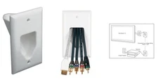 1-Gang Recessed Low Voltage Wall Plate Pass Through Video Cord Cables Pack Lot