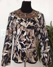 NWT Chico s Women's Beaded Neutral Floral Allyson Blazer Jacket Size 1 Ret. 99.