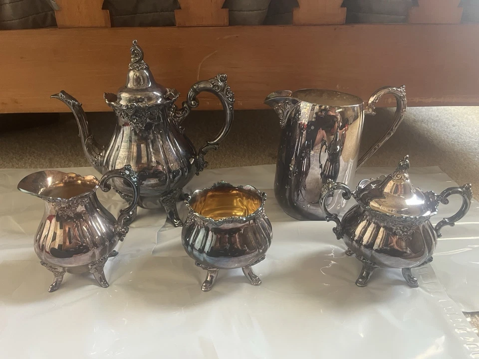 Juego de café/té vintage barroco de Wallace chapado en plata de ley de 7 piezas/US 24h Foto 2 de 4