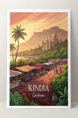 Lebendige Kindia, Guinea - Exotisches Reiseposter - Fesselnde Landschaft Kunstdruck