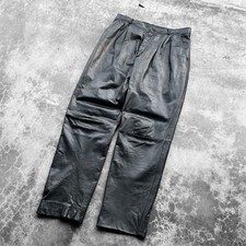 Vintage 80  s Bermans Genuine Leather Pants Biker Black 32x32