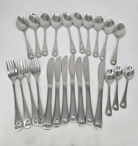 25 Piece Disney Mickey Mouse Pierced Icon Logo Stainless Steel Flatware Cutlery