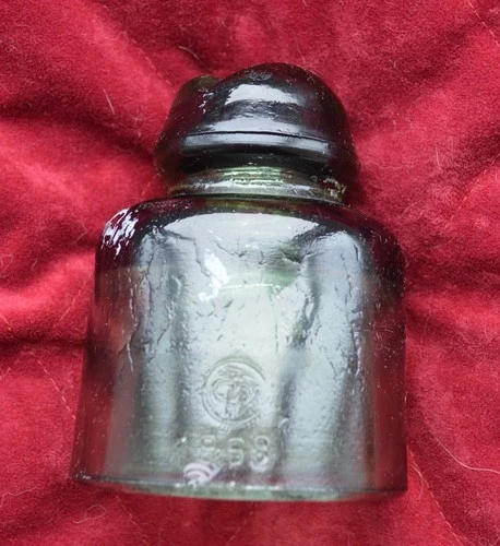 Green Glass Insulator 1968 N792 Soviet Russia Vintage Original