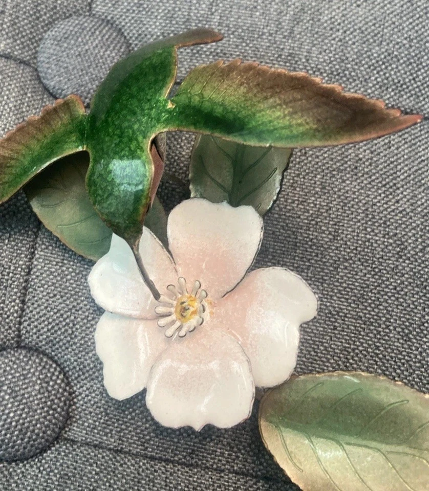 VTG 3 Bovano of Cheshire Enamel Copper Wall Art Hummingbirds & Dogwood 5”x5” VGC - Image 2 of 4