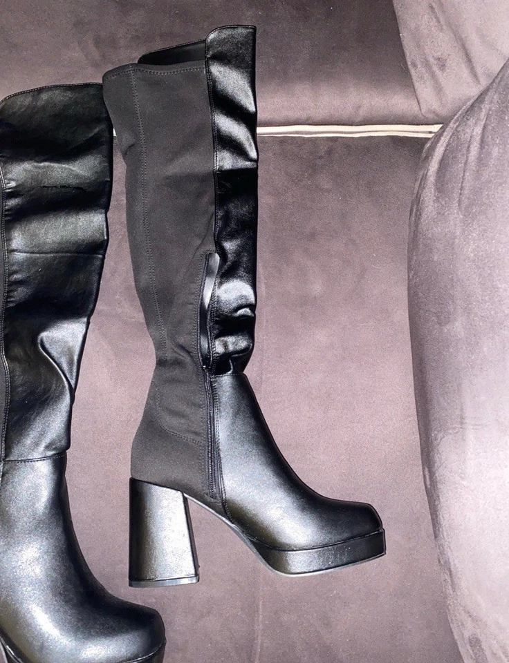 NIB-Bamboo Black Over Knee Boots - Image 3 of 4