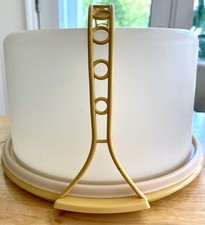 Tupperware Vintage Schicht Kuchen Torten Träger Caddy Deckel Griff Ernte Gold EUC