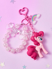 My Little Pony Pinkie Pie Pink Heart Beaded Kawaii Gift Cute Charm Keychain
