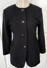 Vintage Oleg Cassini Womens Charcoal Gray 100% Pure Wool Coat Size MP