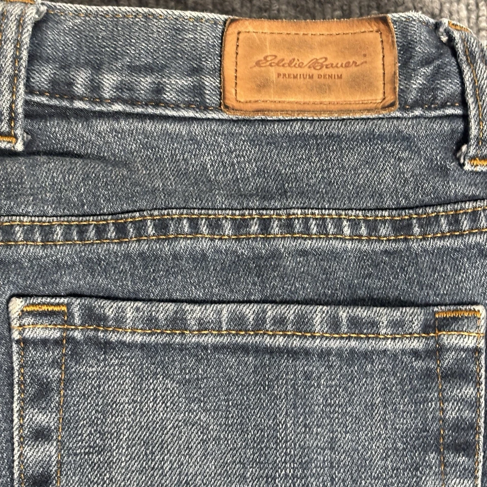 Eddie Bauer Flannel Lined Jeans Womens 14 Natural Fit Blue Denim Red Plaid - Image 4 of 4