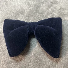 Vintage Wide Navy Velvet Bow Tie Clip On Ormond Oversized
