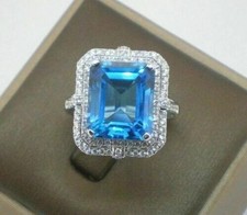 3.00 Ct Natural Topaz Diamond Wedding Anniversary Ring 14K Solid White Gold