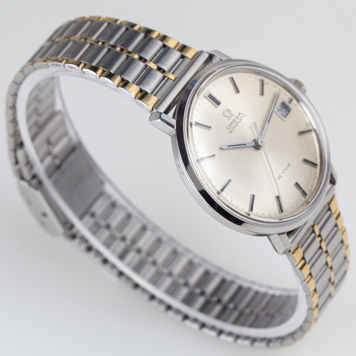 Omega De Ville Automatic Men Silver Vintage Watch Date 35 mm