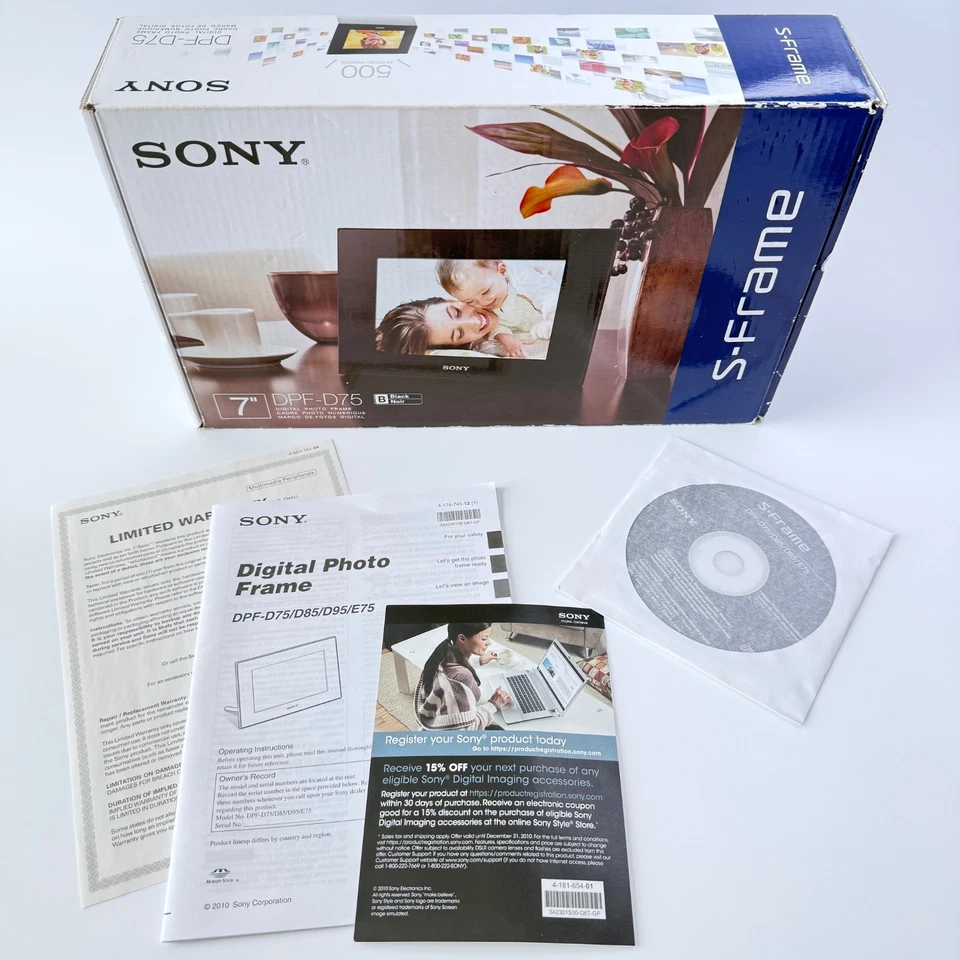 Sony S-Frame 7" DPF-D75 Digital Photo Picture Frame With Remote Black - Image 3 of 4