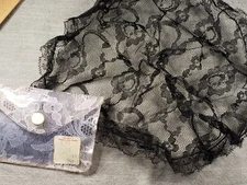 Vintage Lace Chapel Veil Catholic Church Black Lace Head Cover Veil Cap A96