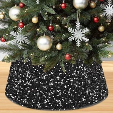 Black Christmas Tree Collar Thanksgiving Christmas Trees Skirt 23.6 Inches Sp...