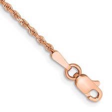 14K Rose Gold 1.5mm Diamond-cut Rope Chain with Lobster Clasp Anklet 10"