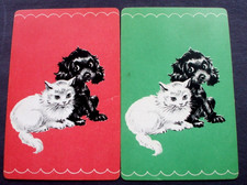 2 Single Genuine Vintage Swap Playing Cards Dogs & Cats Black & White Great Pair